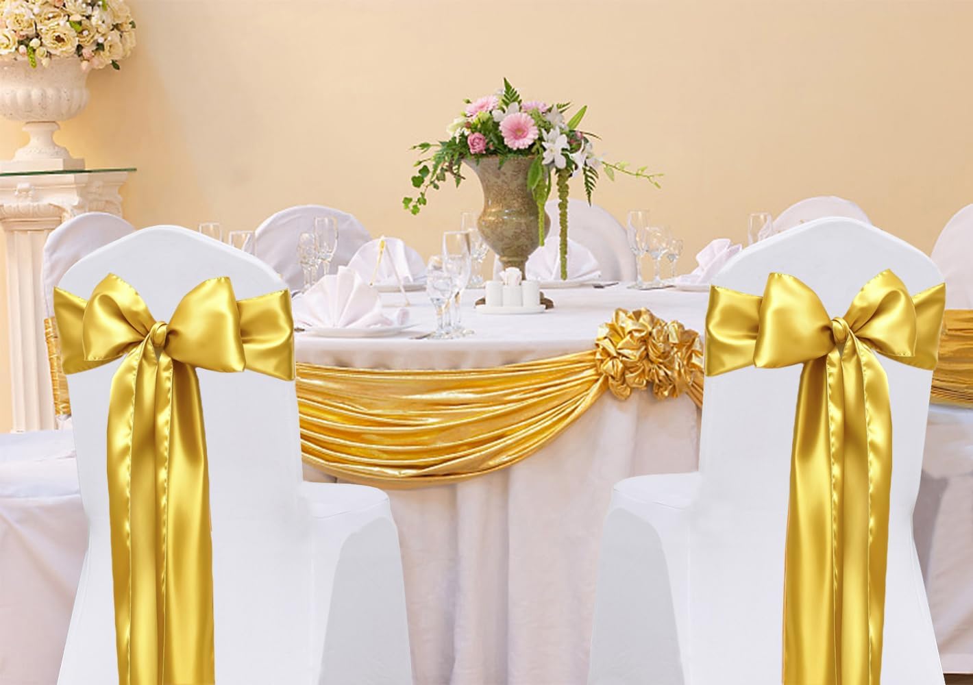 Gold Satin Chair Sash/Bow - Image 6