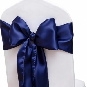 Navy Satin Chair Sash/Bow