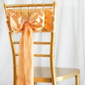 Peach Satin Chair Sash/Bow