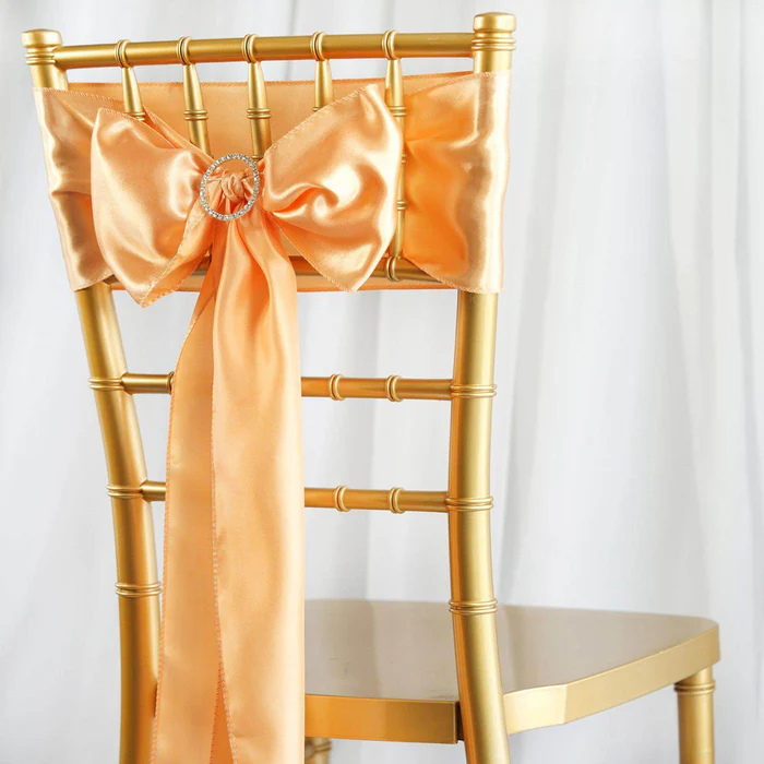 Peach Satin Chair Sash/Bow
