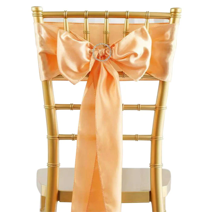 Peach Satin Chair Sash/Bow - Image 2