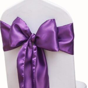 Purple Satin Chair Sash/Bow