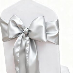 Silver Satin Chair Sash/Bow