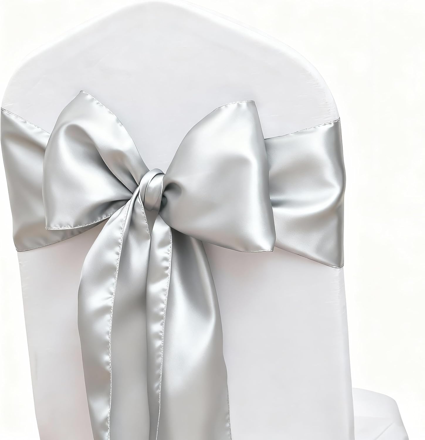 Silver Satin Chair Sash/Bow