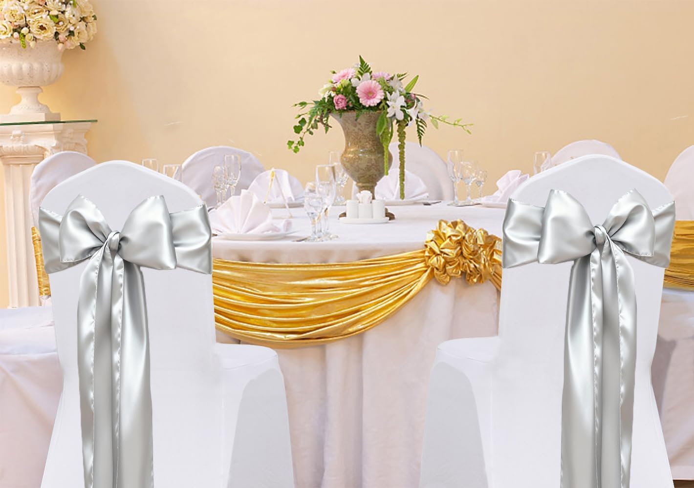 Silver Satin Chair Sash/Bow - Image 6