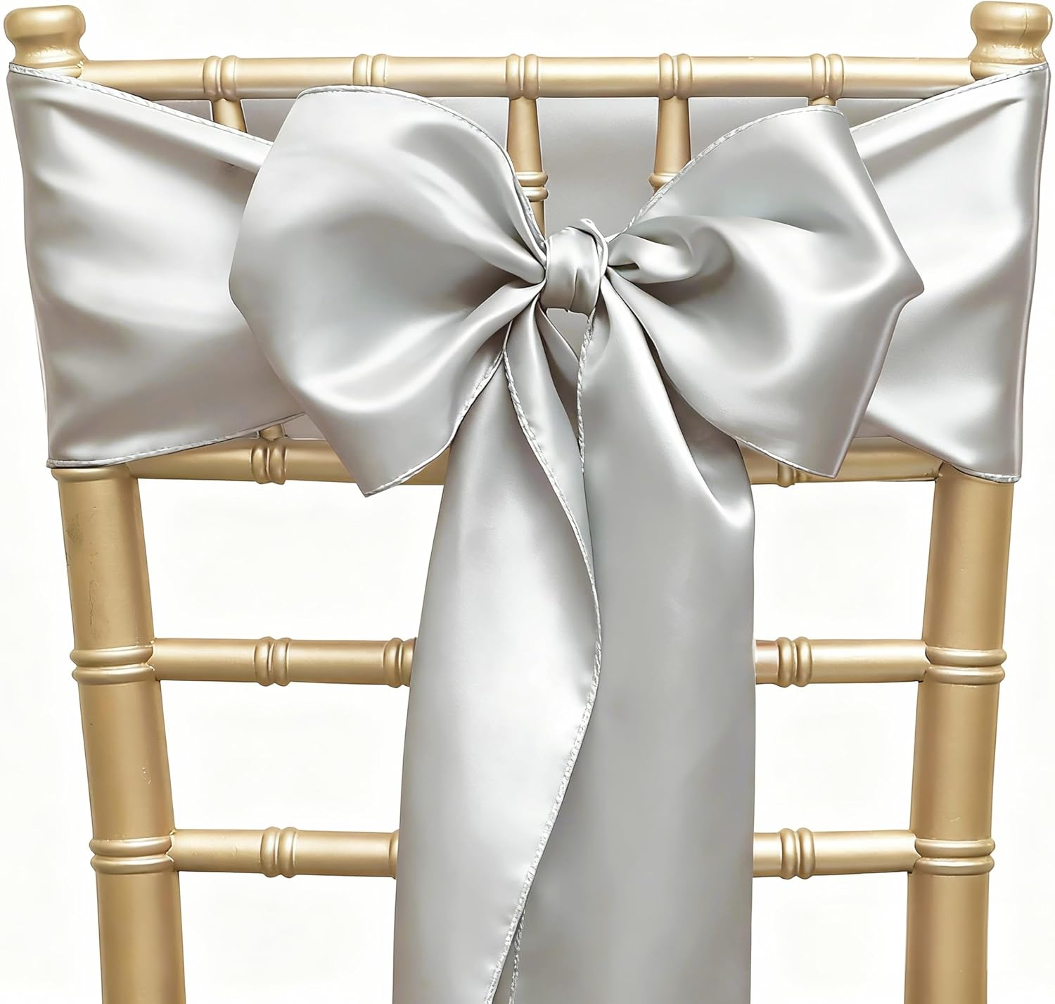 Silver Satin Chair Sash/Bow - Image 4